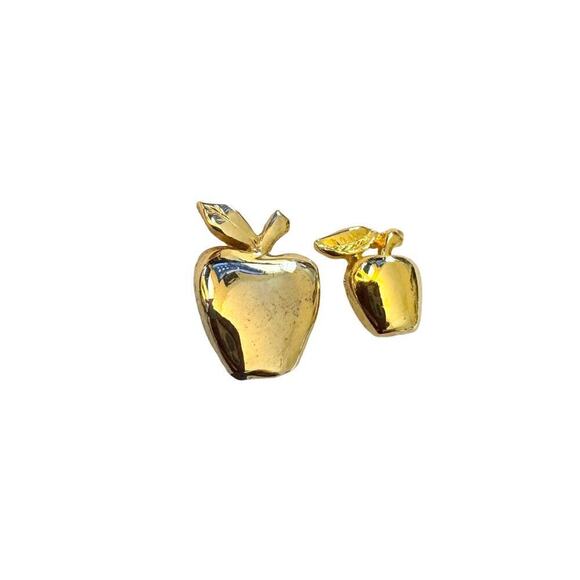 Two Vintage Goldtone Apple Pins, Manpower - Picture 2 of 5